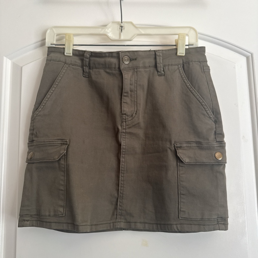 Ashley Mason Olive Utility Mini Skirt